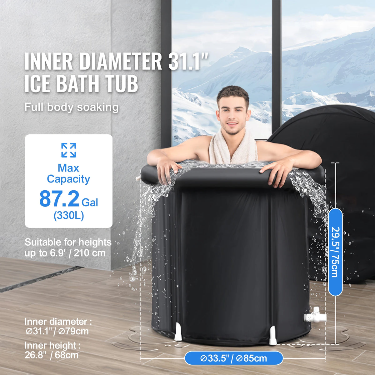 Cold plunge tub set up outdoors
